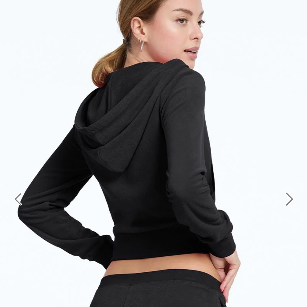 JUICY COUTURE | ✨NEW✨ Tonal Towel Terry Zip-up Hoodie in Liquorice - Picture 3 of 5